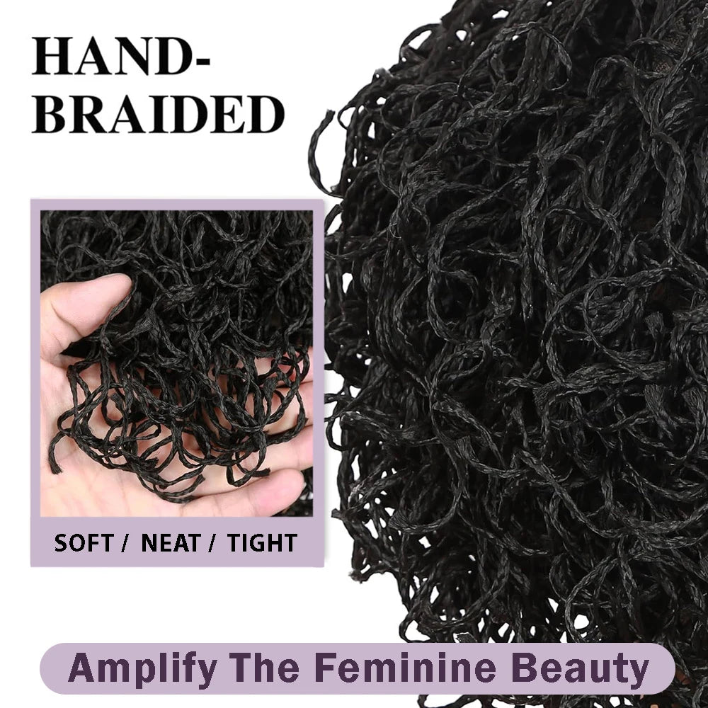 Double Full Lace Twist Box Braided Wigs for Black Women Short Curly Braided Bob Wig Synthetic Lace Front Wigs with Baby Hair