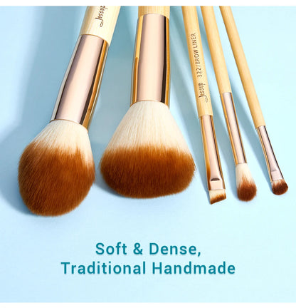 Jessup Professional Makeup Brushes Set Foundation Powder Eyeshadow Liner Blending Brush Make Up Tools Kit Bamboo Synthetic Hair