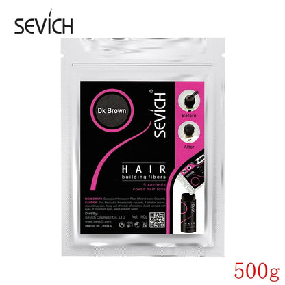 Sevich 500g Hair Building Fiber 10 Color Keratin Powders Fibers Hair Regrowth Fiber Hair Refill Instant Salon Hair Treatment