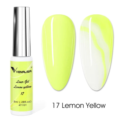 VENALISA 8ml Nail Liner Gel Polish 21 Colors For UV/LED Paint Nails Drawing Polish DIY Painting Varnish French Nail Gel Design