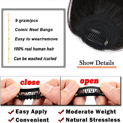 Sego 9g Comics Bangs With Temples 100% Real Human Hair Small Fringe Bangs Swept Natural Look Hair Piece