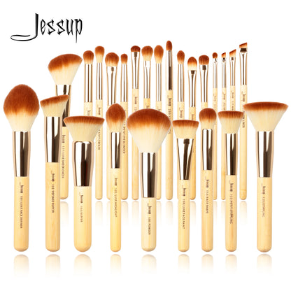 Jessup Professional Makeup Brushes Set Foundation Powder Eyeshadow Liner Blending Brush Make Up Tools Kit Bamboo Synthetic Hair