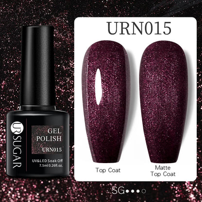 UR SUGAR 7.5ML Blue Black Red Glitter Sequin Color Gel Nail Polish Semi-permanent Varnish For Nail Art Manicure Soak Off UV Gel
