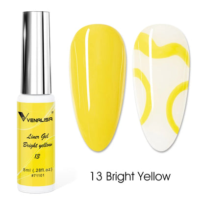 VENALISA 8ml Nail Liner Gel Polish 21 Colors For UV/LED Paint Nails Drawing Polish DIY Painting Varnish French Nail Gel Design
