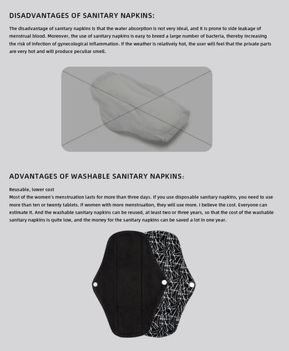 Reusable Menstrual Pads for Monthly Gaskets Women's Panties Washable Sanitary Napkin Female Hygiene Daily Towels Personal Health