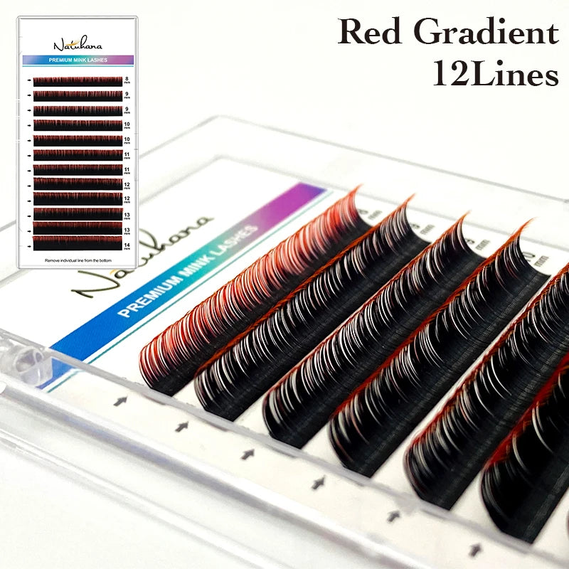 NATUHANA Ombre Blue Purple Color Eyelash Extension Individual Faux Mink Eyelashes Gradient White False Lashes