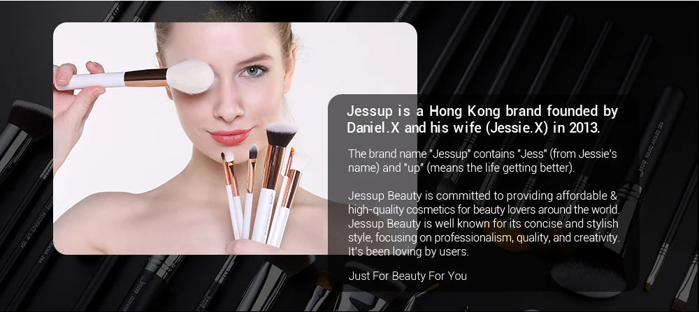Jessup Professional Makeup Brushes Set Foundation Powder Eyeshadow Liner Blending Brush Make Up Tools Kit Bamboo Synthetic Hair