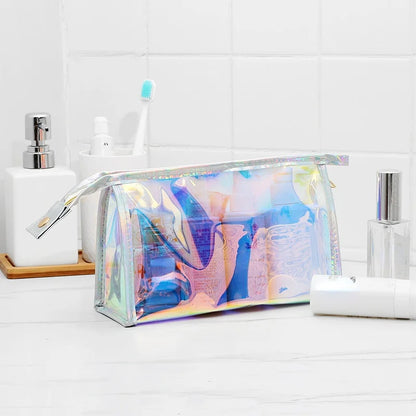 Transparent Pretty Makeup Bags Fashion Laser Travel Cosmetic Bag Toiletry Brush Bags Organizer Necessary Case Wash Make Up Box