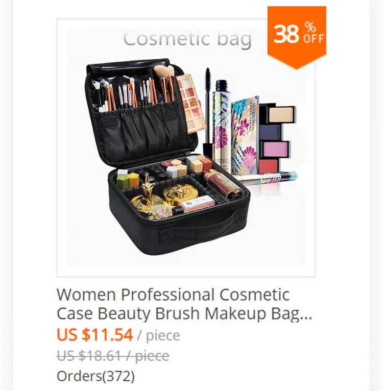 Waterproof PU Leather Cosmetic Bag Professional Large Capacity Storage Make Up Handbag Case Travel Toiletry Makeup Bag For Women