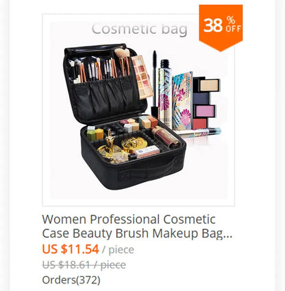 Waterproof PU Leather Cosmetic Bag Professional Large Capacity Storage Make Up Handbag Case Travel Toiletry Makeup Bag For Women
