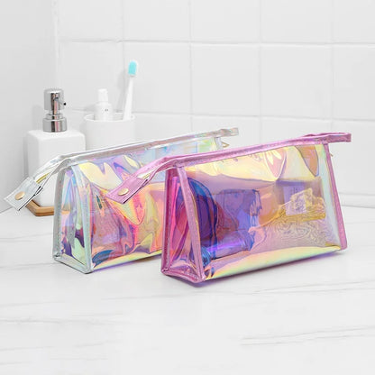 Transparent Pretty Makeup Bags Fashion Laser Travel Cosmetic Bag Toiletry Brush Bags Organizer Necessary Case Wash Make Up Box
