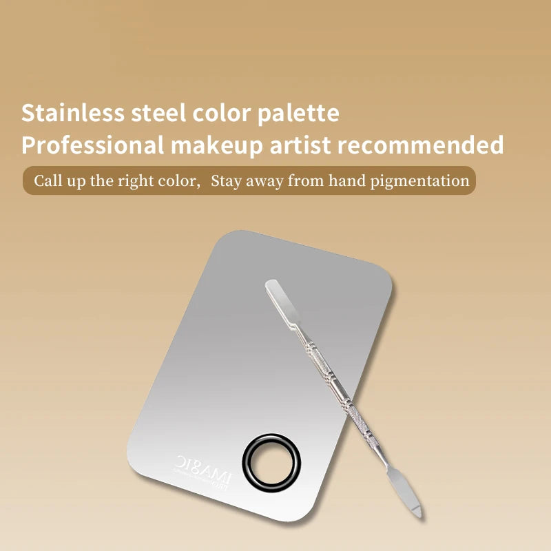 IMAGIC Professional Makeup Palette Tray Mixed Paint Stainless Steel Oil Paint Palette Watercolor Oil Painting Art Makeup Tools