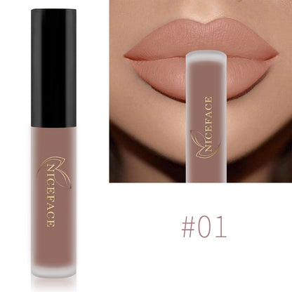 NICEFACE Matte Liquid Lipstick Waterproof Long Lasting Lip Gloss Tint Sexy Red Nude Purple Metallic Lipsticks Makeup Cosmetics