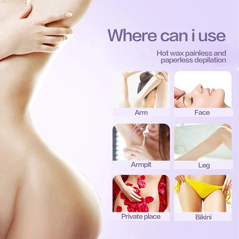 4 packs 50g/pack Hard Wax Bean For Full Body Bikini Depilation Legs Armpit Face Bikini Depilatory Hair Removal (Color Random)