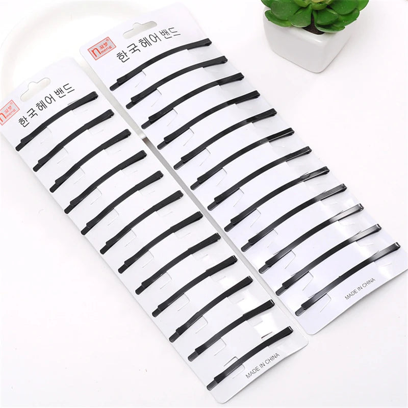 Fashion 24Pcs/Lot Women Hairpins Barrette One Word Hair Clips Black Dripping Hairclips Solid Cute Wedding Girls Hair Accessories