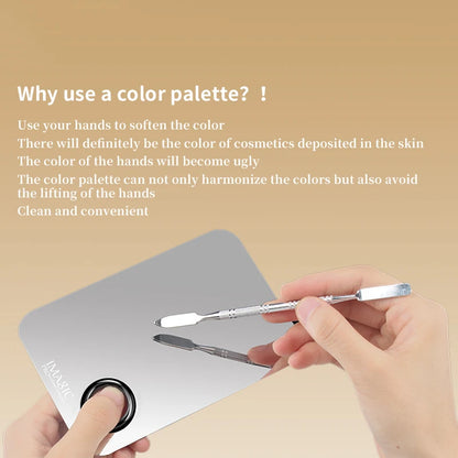 IMAGIC Professional Makeup Palette Tray Mixed Paint Stainless Steel Oil Paint Palette Watercolor Oil Painting Art Makeup Tools