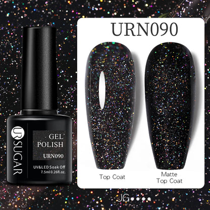 UR SUGAR 7.5ML Blue Black Red Glitter Sequin Color Gel Nail Polish Semi-permanent Varnish For Nail Art Manicure Soak Off UV Gel