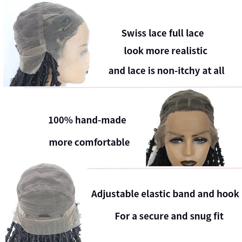 IPARTY Synthetic Full Lace Wig Braided Wigs Distressed Butterfly Locs Faux Locs Braid Wig Long Lace Frontal Wig for Women