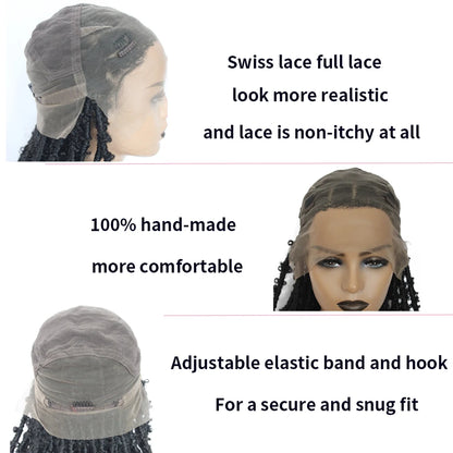 IPARTY Synthetic Full Lace Wig Braided Wigs Distressed Butterfly Locs Faux Locs Braid Wig Long Lace Frontal Wig for Women
