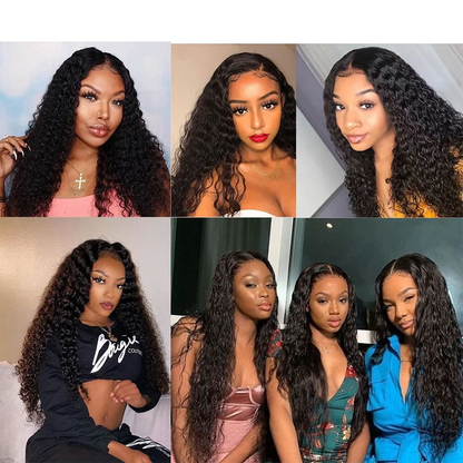Peruvian Hair Deep Wave Frontal Wig 13X4 Lace Frontal Wig Deep Curly 4x4 Lace Front Human Hair Wig Pre Plucked Natural Color