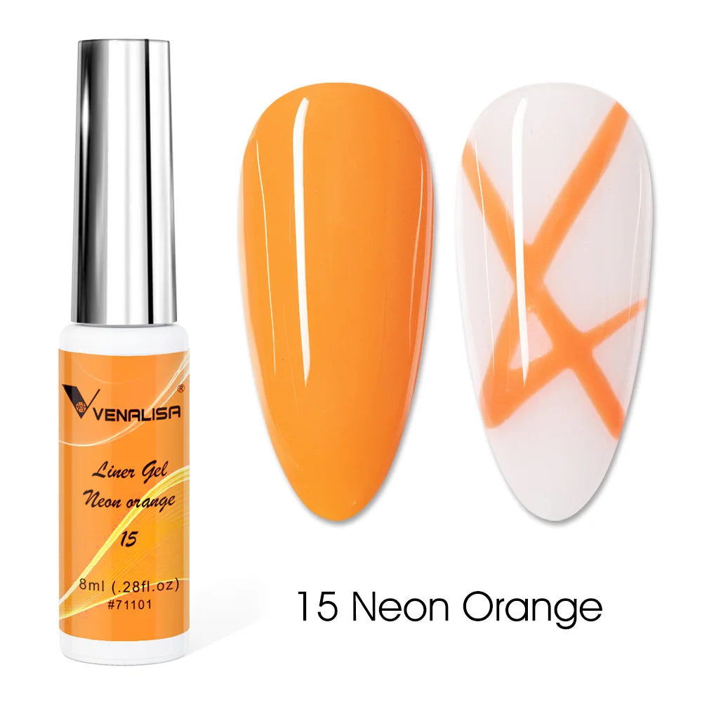 VENALISA 8ml Nail Liner Gel Polish 21 Colors For UV/LED Paint Nails Drawing Polish DIY Painting Varnish French Nail Gel Design