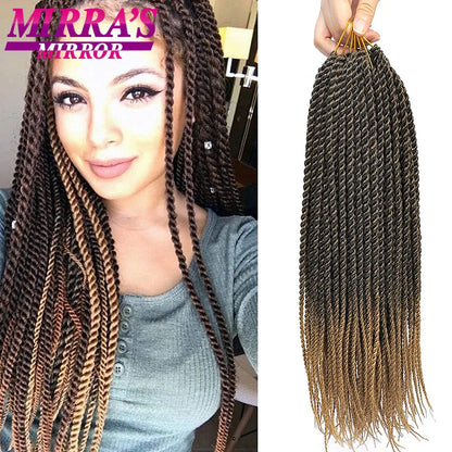 Senegalese Twist Crochet Hair 14/18/22 Inch Synthetic Mini Senegalese Crochet Braids for Black Women 30 Roots/Pack Braiding Hair