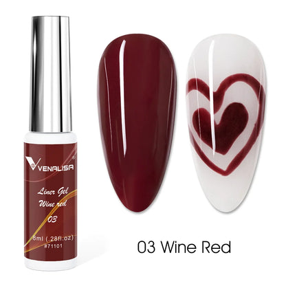 VENALISA 8ml Nail Liner Gel Polish 21 Colors For UV/LED Paint Nails Drawing Polish DIY Painting Varnish French Nail Gel Design