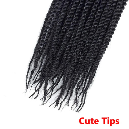 Senegalese Twist Crochet Hair 14/18/22 Inch Synthetic Mini Senegalese Crochet Braids for Black Women 30 Roots/Pack Braiding Hair