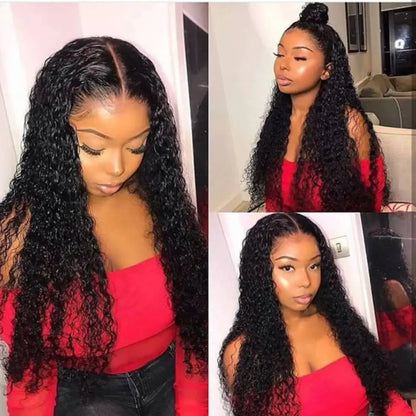 Peruvian Hair Deep Wave Frontal Wig 13X4 Lace Frontal Wig Deep Curly 4x4 Lace Front Human Hair Wig Pre Plucked Natural Color