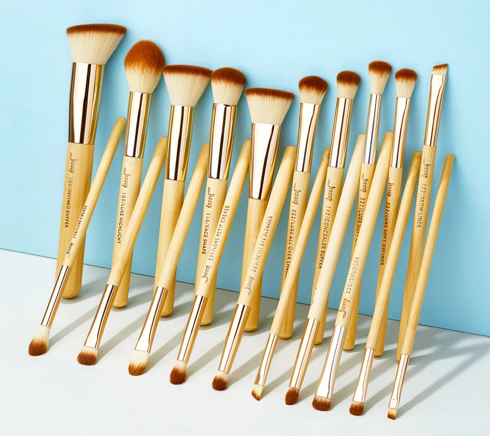 Jessup Professional Makeup Brushes Set Foundation Powder Eyeshadow Liner Blending Brush Make Up Tools Kit Bamboo Synthetic Hair