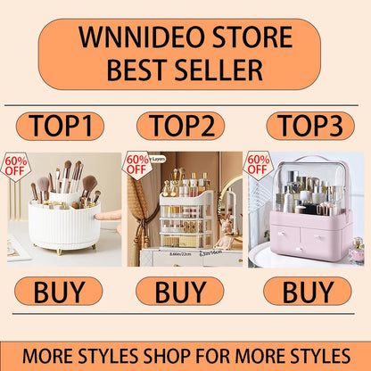 Rotating Cosmetic Storage Box, Multi - compartment Organizer for Lipsticks, Eyebrow Pencils & Brushes, Bathroom Skincare Storage