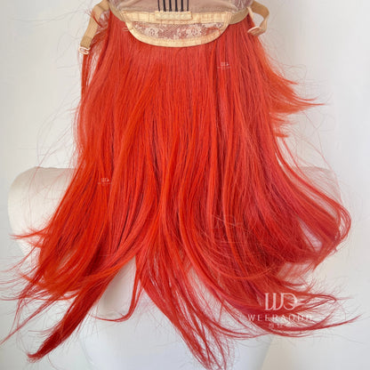 Orange Red  13x4 Synthetic Lace Front Wigs for Women Cosplay Shoulder Length Short Curly Synthetic Wigs Layers Ponytails