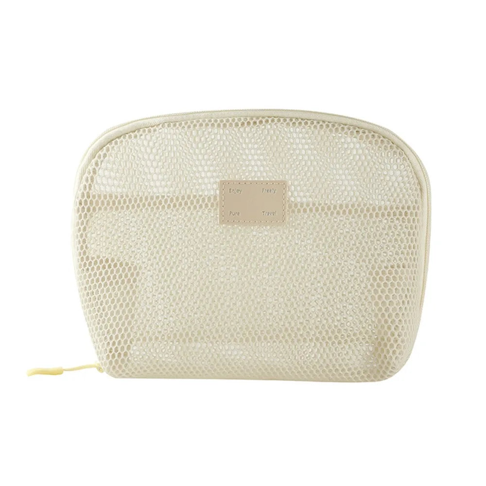 Casual Nylon Cosmetic Bag With Zipper Hand-held Mesh Makeup Bags Multipurpose Mesh Storage Pouch Women