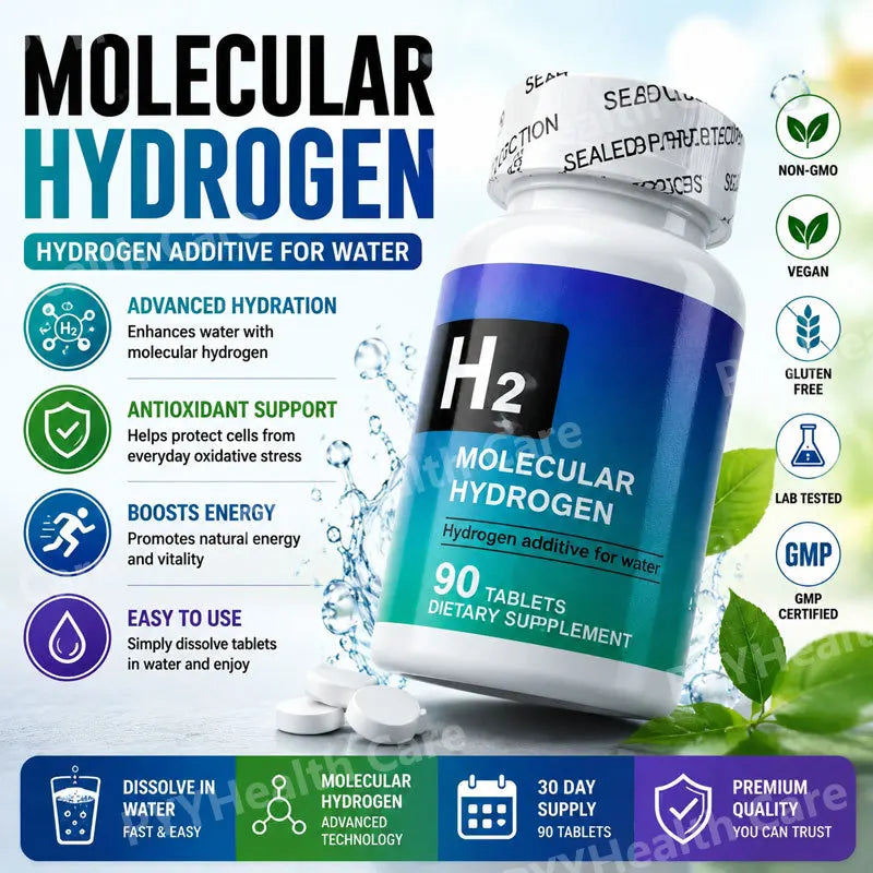 H2 Molecular Hydrogen Water Tablets with Magnesium 12 PPM for Drink Water Antioxidant Support Daily Energy Support 90 Count