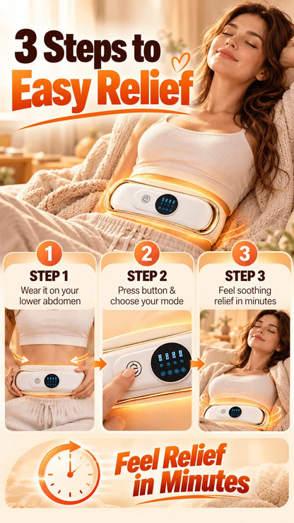 3 in 1 Heating Vibration Waist Belt Period Pain Relief Menstrual Cramp Massager for Lower Back Relax & Waist Shaping Aid