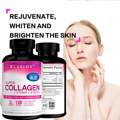 Super Collagen + Vitamin C & Biotin - Skin, Hair & Nails Supplement with Antioxidants Anti-Aging Immunity Boosting Joint Support