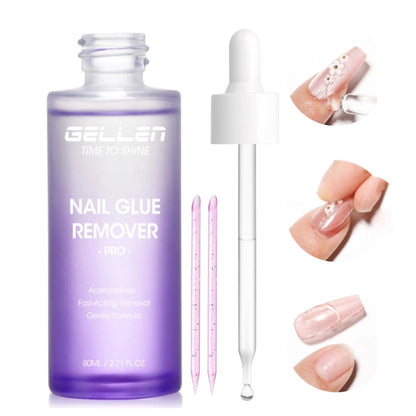 GELLEN 80ML Gel Nail Glue Remover Pro Press on Nails Fake Tips Non Acetone Gentle Odorless Removal False Acrylic Manicure DIY
