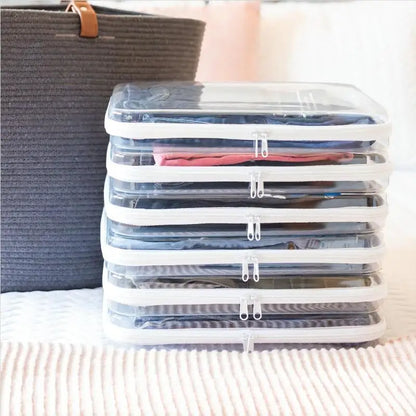 Zippered Hard Pouch Clear Stackable Travel Storage Organizer Cosmetic Bags Makeup Case