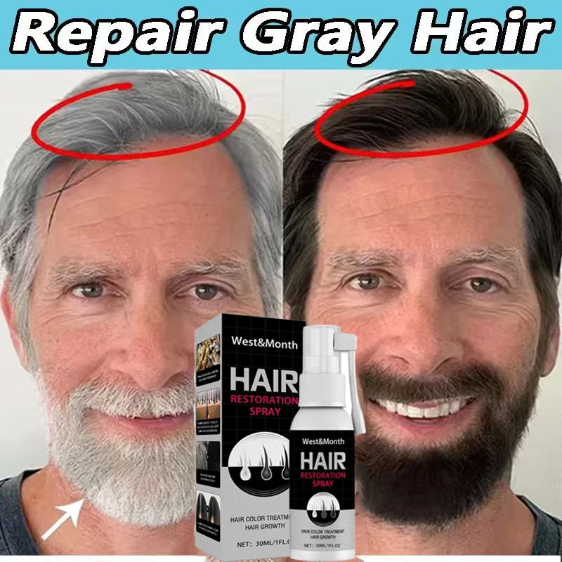 Gray White Hair Treatment Serum Cover White Hair To Black Natural Color Repair Spray Anti Loss Hair Restore Healthy Hairs Care