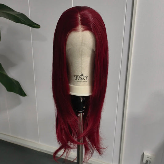 Burgundy Lace Front Wig Pre Plucked with Natural Hairline Long Layered Wig Glueless Synthetic Lace Front Wig for Women Daily Use