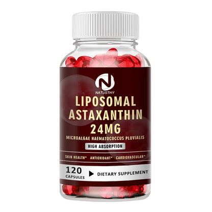 Liposomal Astaxanthin Capsules 24mg for Brain, Heart Vitality, Skin, Joint, Eye, Immune Health