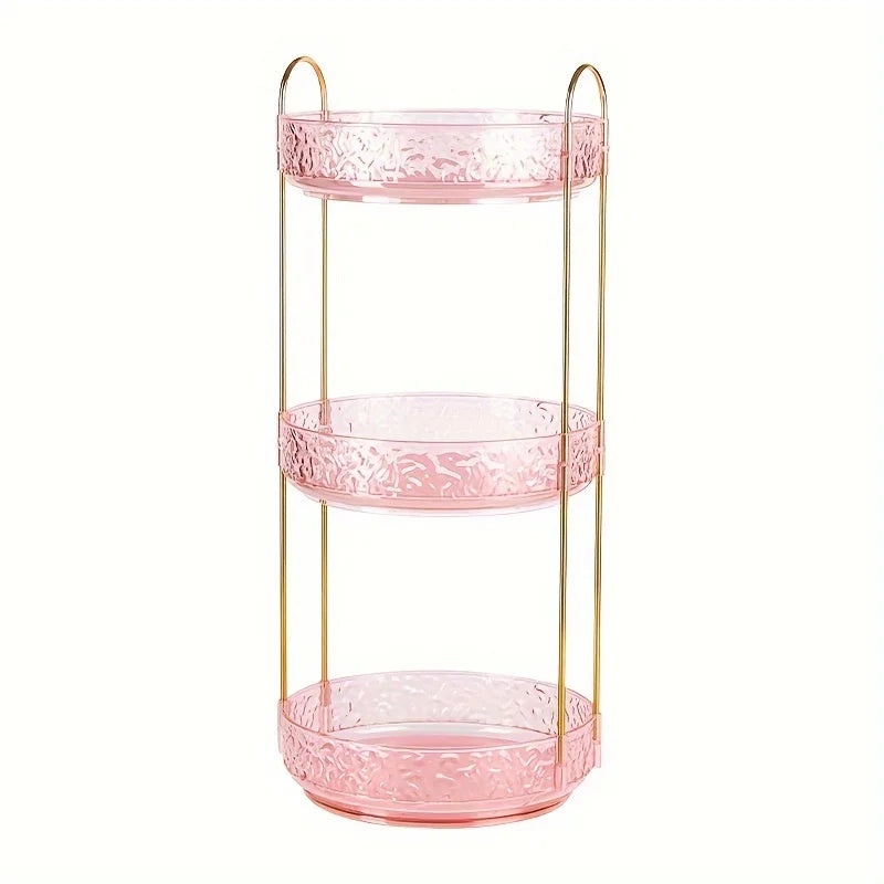 1Pc/Water Ripple Pattern Bedroom Vanity Cosmetic Rotating Storage Rack Box Bathroom Desktop Perfume and Skincare Tray