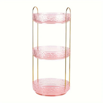 1Pc/Water Ripple Pattern Bedroom Vanity Cosmetic Rotating Storage Rack Box Bathroom Desktop Perfume and Skincare Tray