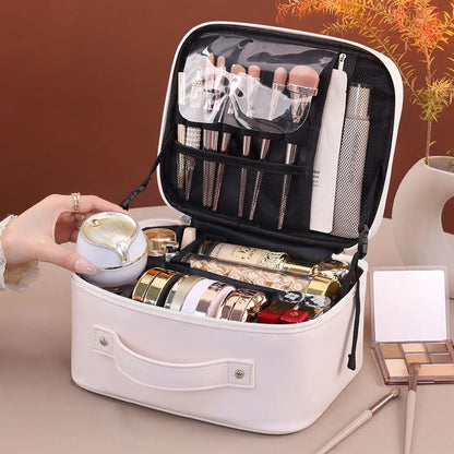 2026 New Fashion Large Capacity PU Zipper Storage Makeup Bags Portable Travel Tote for Bag Makeup Brush Cosmetic Case