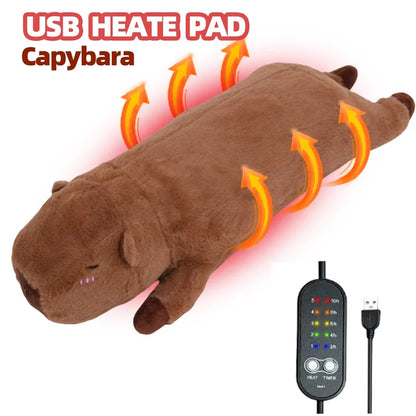 Electric Heating Pad for Period Cramps Menstruation Heatable Stuffed Animals Capybara Plush with a Hot Soft Belly for Wife Women