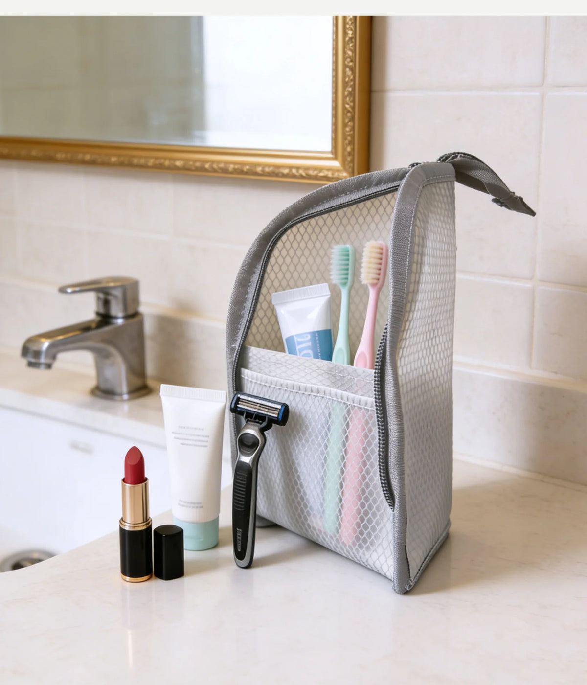 Standing Mesh Toiletry Bag Portable EVA Travel Foldable Toothbrush Cosmetic Organizer Women Bathroom Storage Pouch Сумка