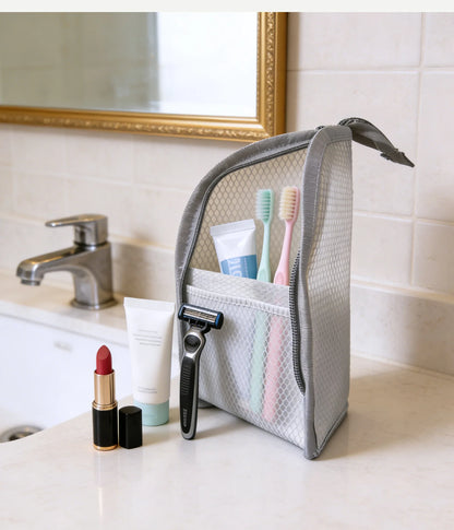 Standing Mesh Toiletry Bag Portable EVA Travel Foldable Toothbrush Cosmetic Organizer Women Bathroom Storage Pouch Сумка