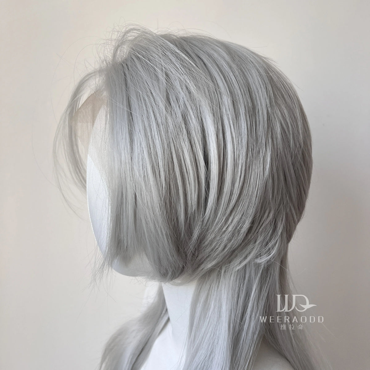 Sliver Gray 13x4 Synthetic Lace Front Wig for Women Cosplay Shoulder Length Mullet Synthetic Wigs Layers Ponytails Glueless Wigs