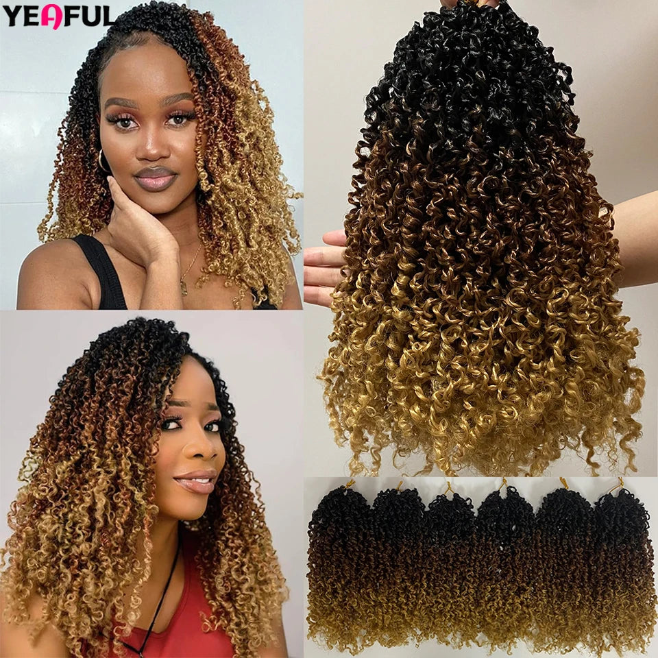 1-6 Packs Yanky Twist Crochet Hair 12"Pre-twisted Natural Black Kinky Mini Spring Twist Small Curly Senegalese Twist Hair Braids