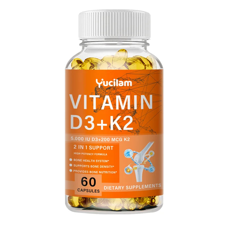 Vitamin D3 + K2 with Calcium, Magnesium, and Zinc – Bone Muscle Nervous Immune System Health Support
